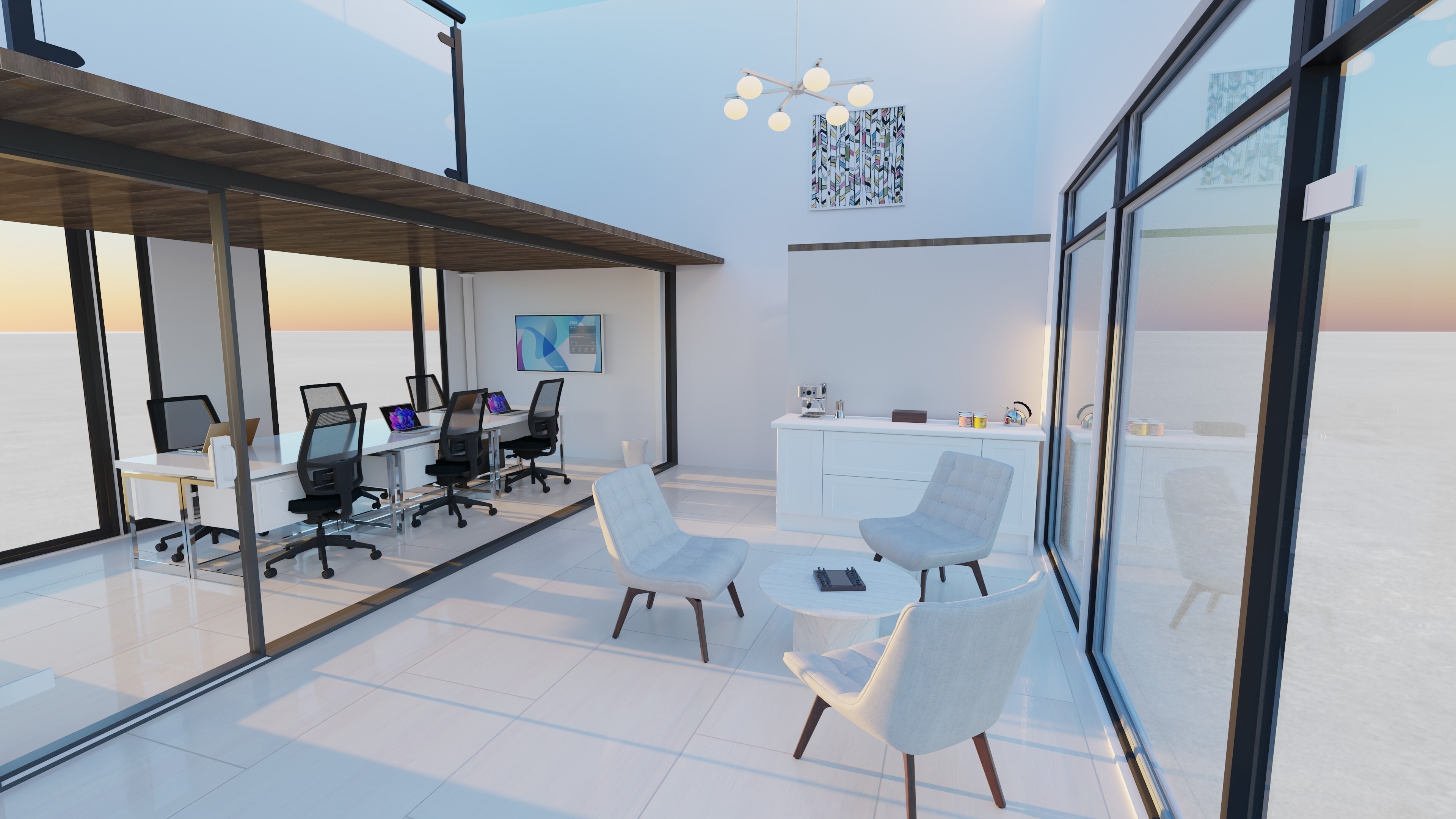 Artana — coworking, kitchenette and lounge inside the Dukagjini Centre floor